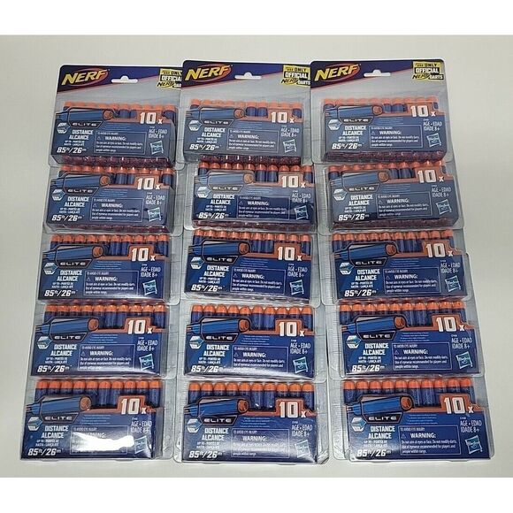 NERF E7458 Elite 10 Packs Lot Of 15 Hasbro Dart Refill  - Total 150 darts‎ - Picture 1 of 5